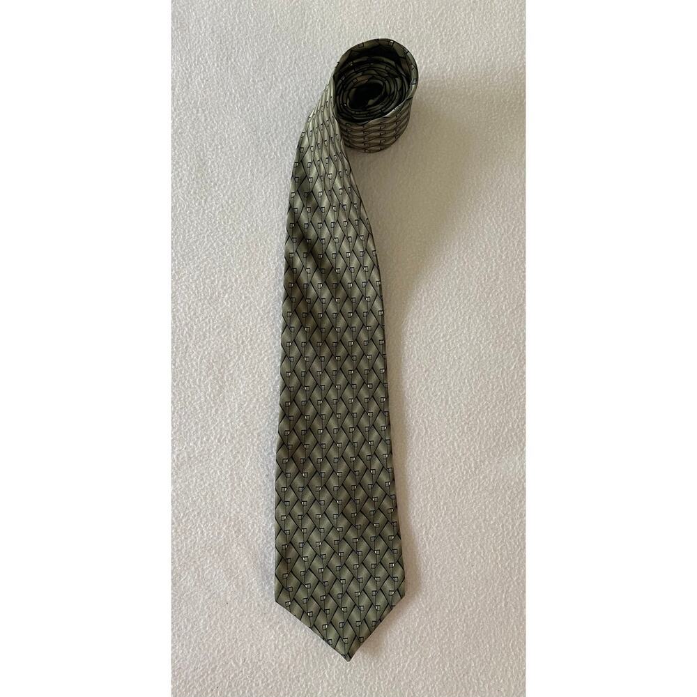 ZYLOS GOLD George Machado Men's 100% Silk Tie Geometric Design Made in the USA
